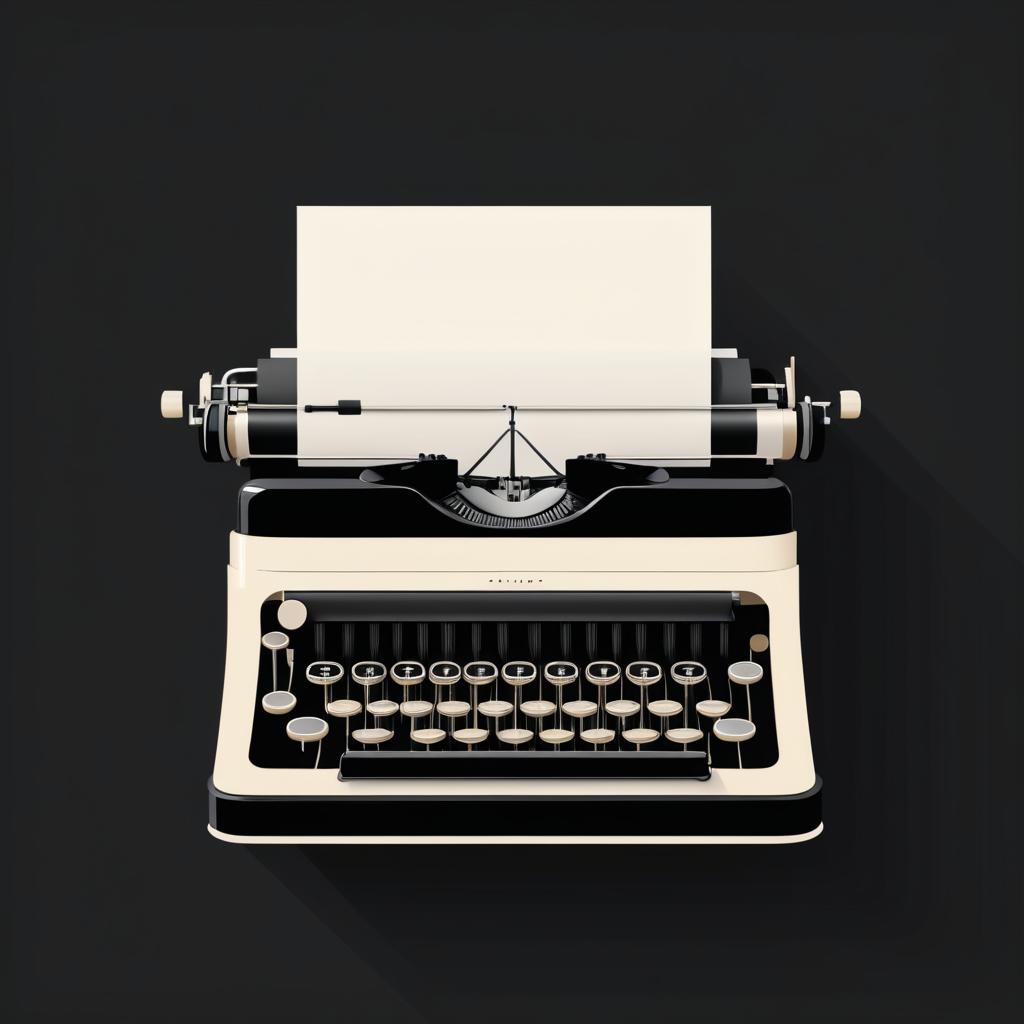 Flat Style Typewriter Illustration