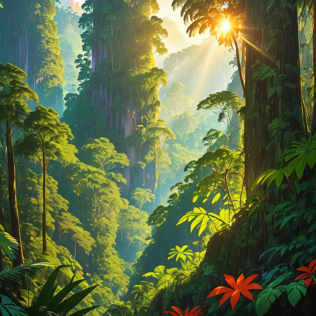 Vibrant Rainforest on Towering Plateau