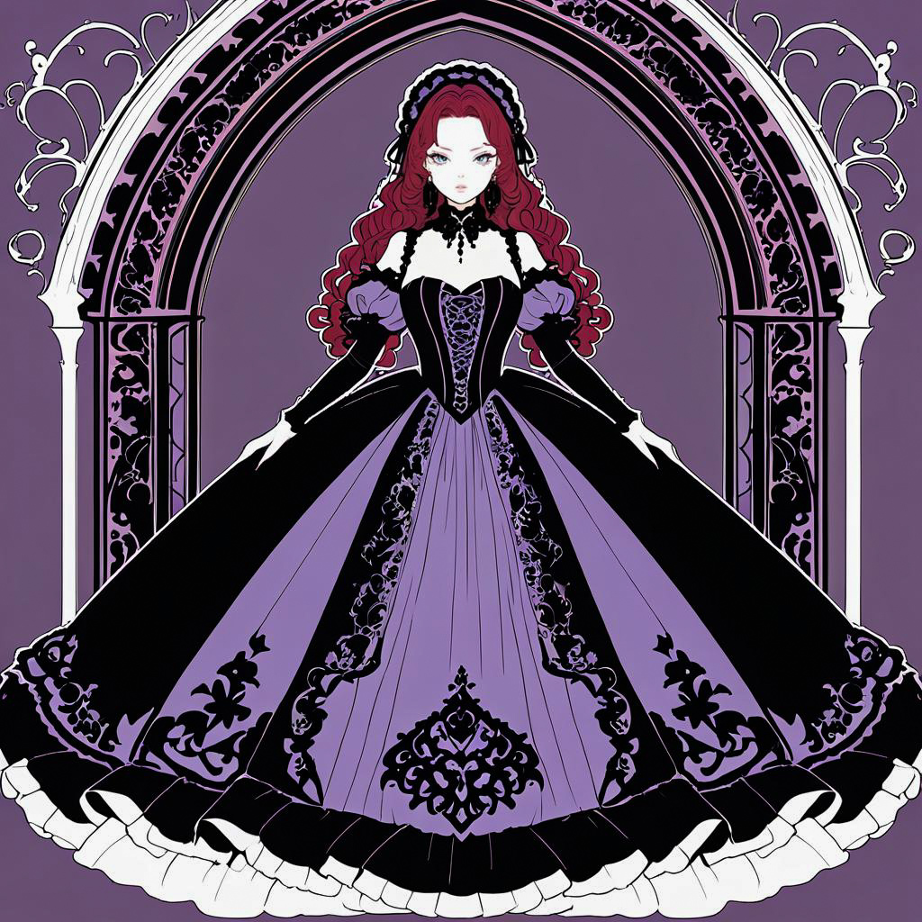 Elegant Blushing Noblewoman in Gothic Style