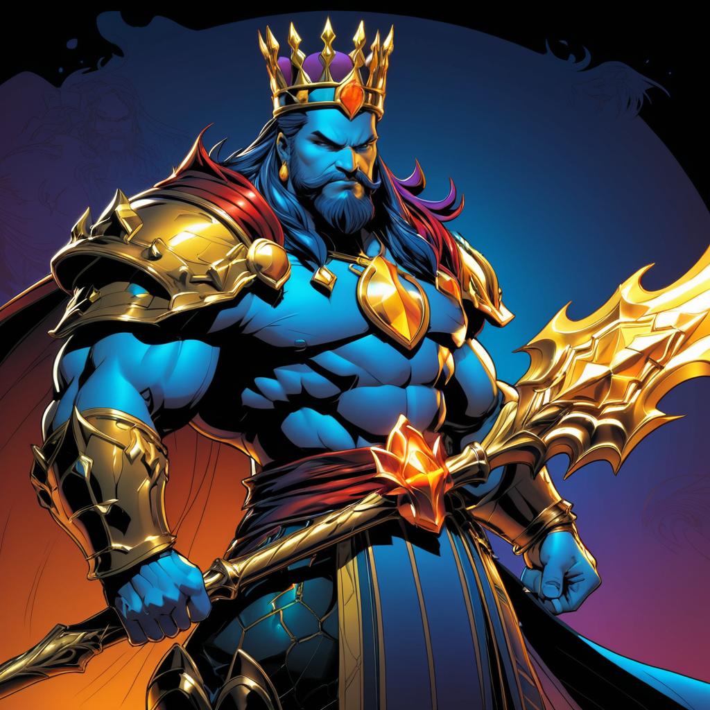 Powerful King in Vibrant Joe Madureira Style