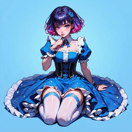 Charming Elfin Girl in Blue Attire Charming Elfin Girl in Blue Attire
