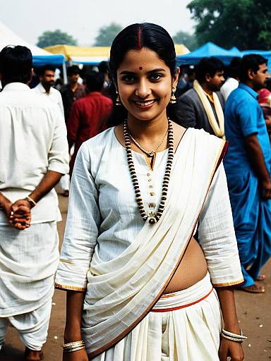 Candid Woman in Dhoti Suit Portrait