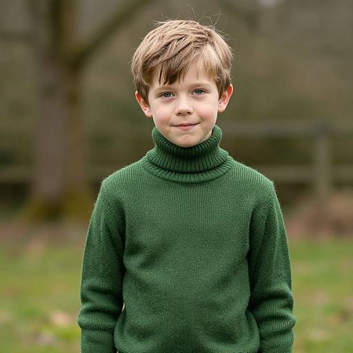 Boy in Green Turtle Neck Sweater