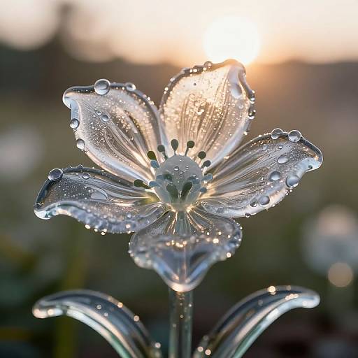 Reverse Blooming Glass Flowers at Sunrise