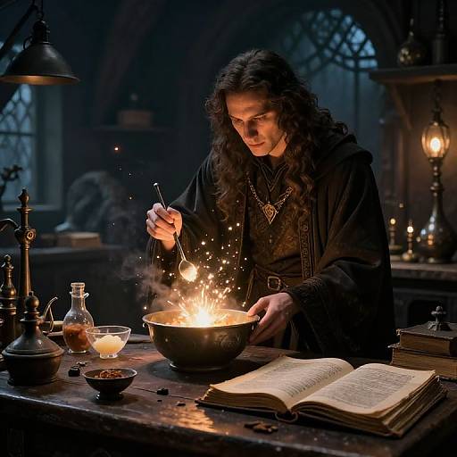 Wizard's Glowing Alchemy Experiment