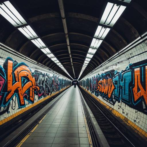 Graffiti Covered Subway Tunnel Interior