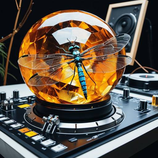 Amber Stone with Electric Dragonfly on DJ Mixer