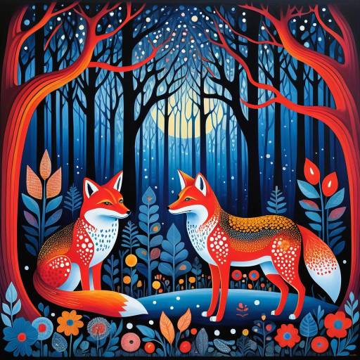 Enchanting Twilight Forest with Majestic Fox Enchanting Twilight Forest with Majestic Fox