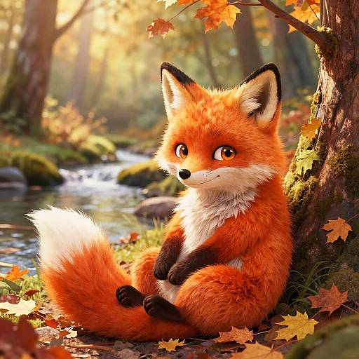 Charming Watercolor Fox in Autumn