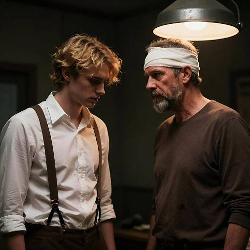 Dramatic Portrait of Two Men in Shadows