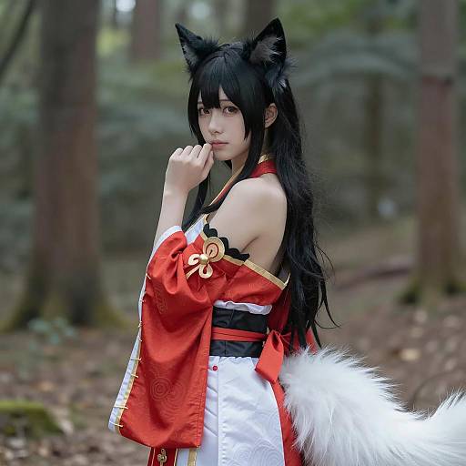 Elegant Cosplayer in Traditional Japanese Outfit