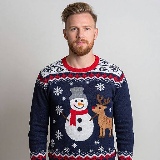 Blonde Man in Festive Christmas Sweater