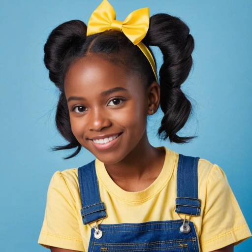 Cheerful Girl in Blue Overalls