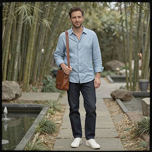 Serene Garden Stroll in Classic Attire