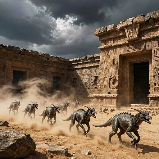 Garloid Squad Marching in Ancient Ruined Temple