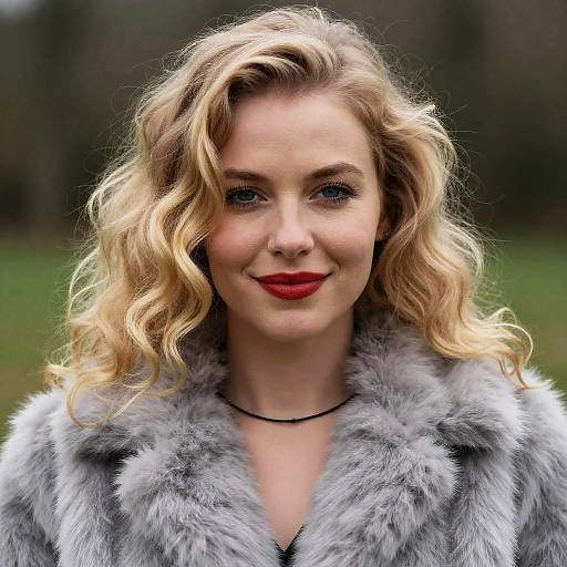 Charming Blonde Woman in Fur Coat