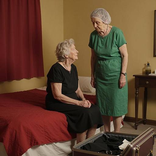 Elderly Women in a Dimly Lit Room