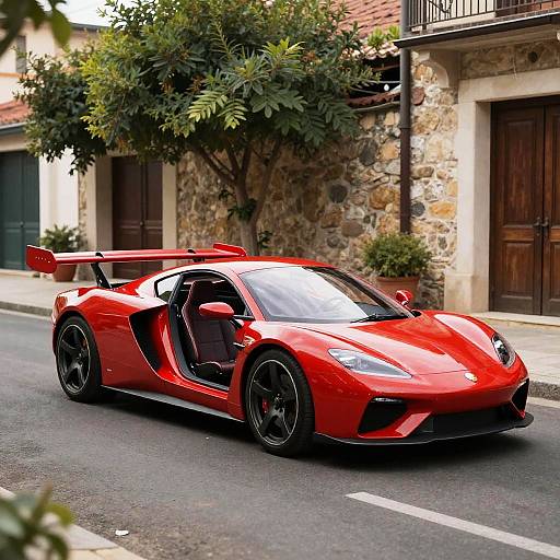 Futuristic Bright Red Flying Car