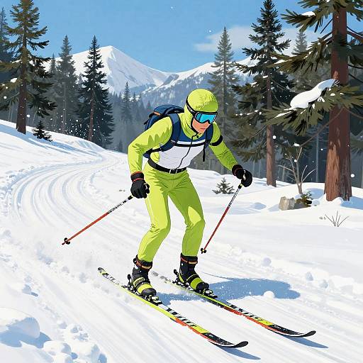 Dynamic Cross-Country Skiing in Anime Style