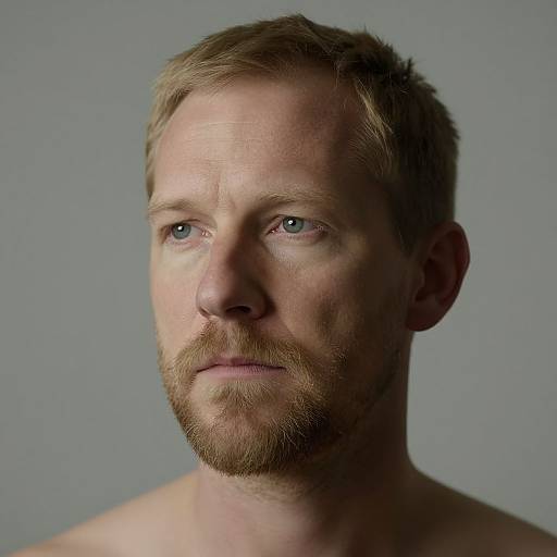 Contemplative Middle-Aged Blonde Bearded Man