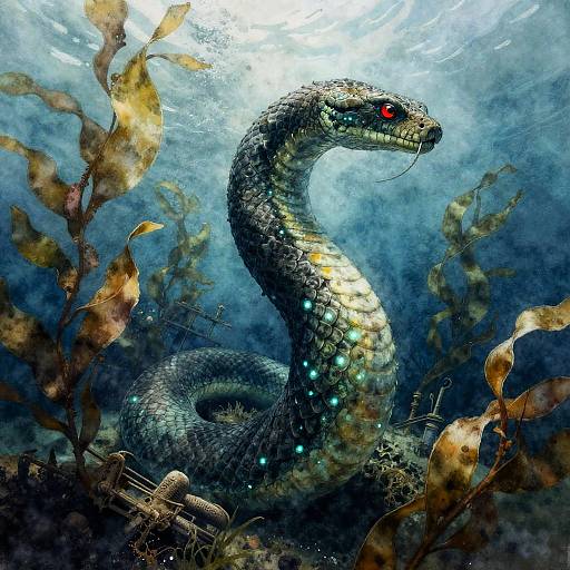 Giant Sea Serpent in Sunken Kelp Forest