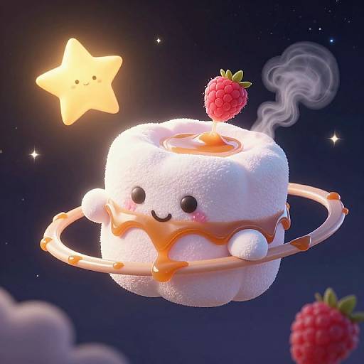 Surreal Marshmallow Planet Cosmic Ballet