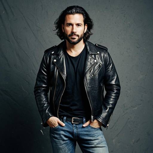 Man in Leather Jacket and Jeans
