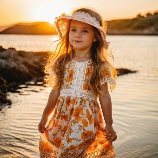 Serene Sunset with Toddler by Ocean