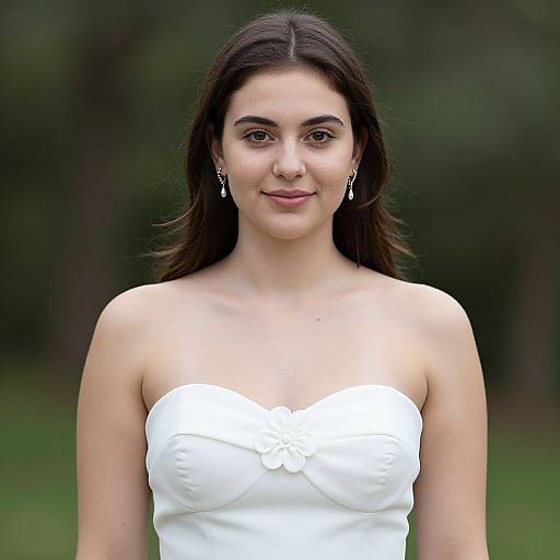 Realistic Girl in Strapless Prom Dress