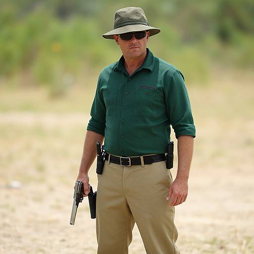 Man with Gun in Casual Outfit