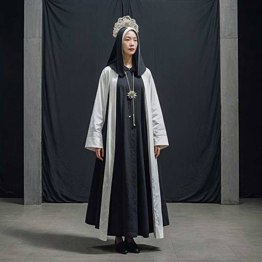 Woman in Nun Outfit with Surrealist Style
