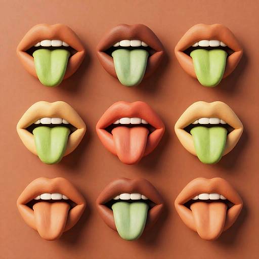 3D Rendered Glossy Lips with Colored Tongues