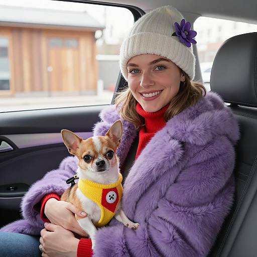 Joyful Portrait of Woman with Chihuahua
