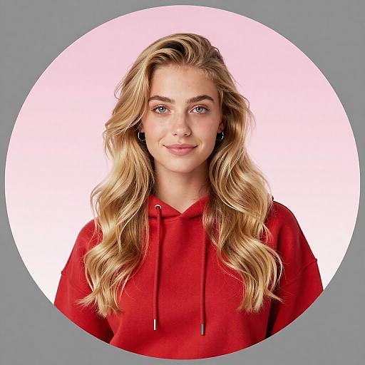 Portrait of Young Woman in Red Hoodie