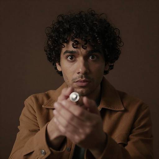 Curly-Haired Man with Silver Ring