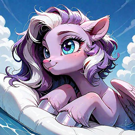 Feral Pegasus Pony in Dreamy Pool