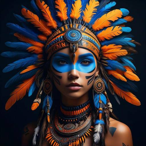 Vibrant Tribal Portrait with Headdress