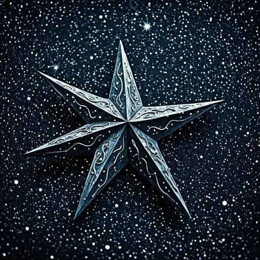 Metallic Star Ornament on Starry Background