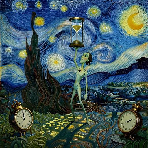 Surreal Dreamscape with Ethereal Hourglass