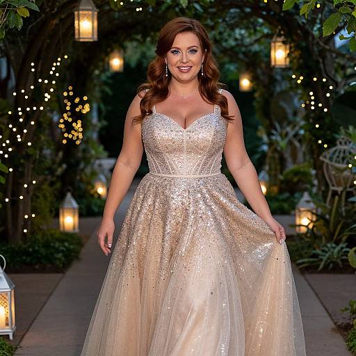 Curvy Woman in Sparkly Ball Dress