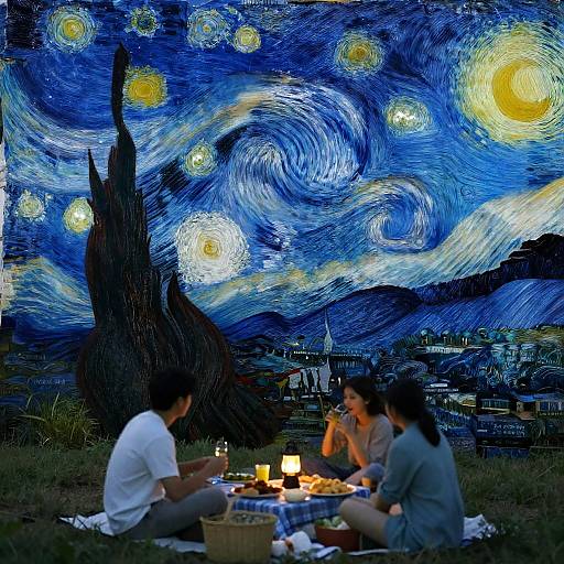 Modern Picnic in Starry Night