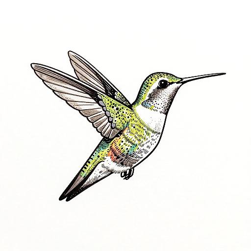 Minimalistic Monochrome Hummingbird Landscape