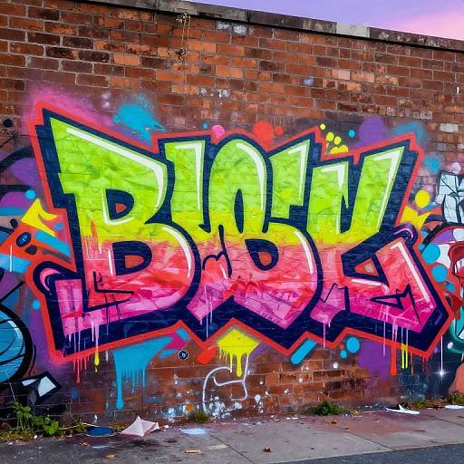 Vibrant Neon 3D Graffiti Art