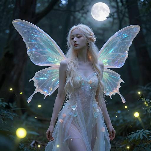 Ethereal Fairy in Moonlit Forest