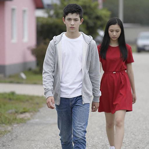 Teenagers Walking on a Gravel Path