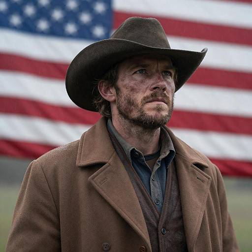 Serious Rugged Cowboy in the Rain