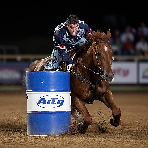 Intense Man Barrel Racing Action
