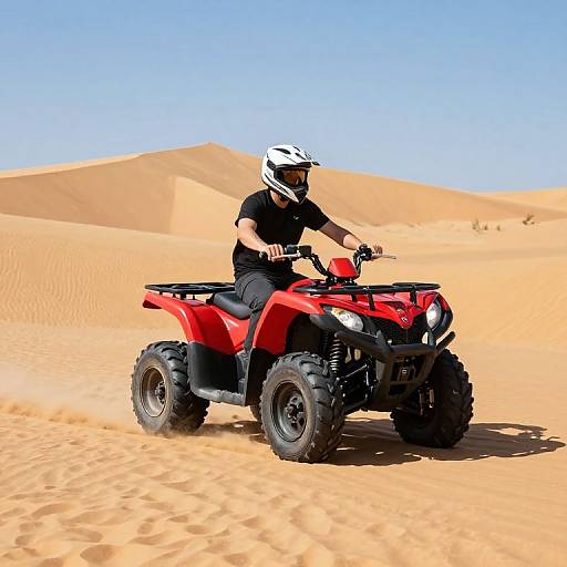Thrilling Red Quad Bike Sand Adventure