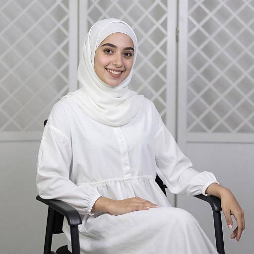 Smiling Woman in White Hijab