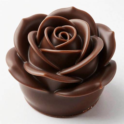 Glossy Chocolate Rose Sculpture in Warm Light